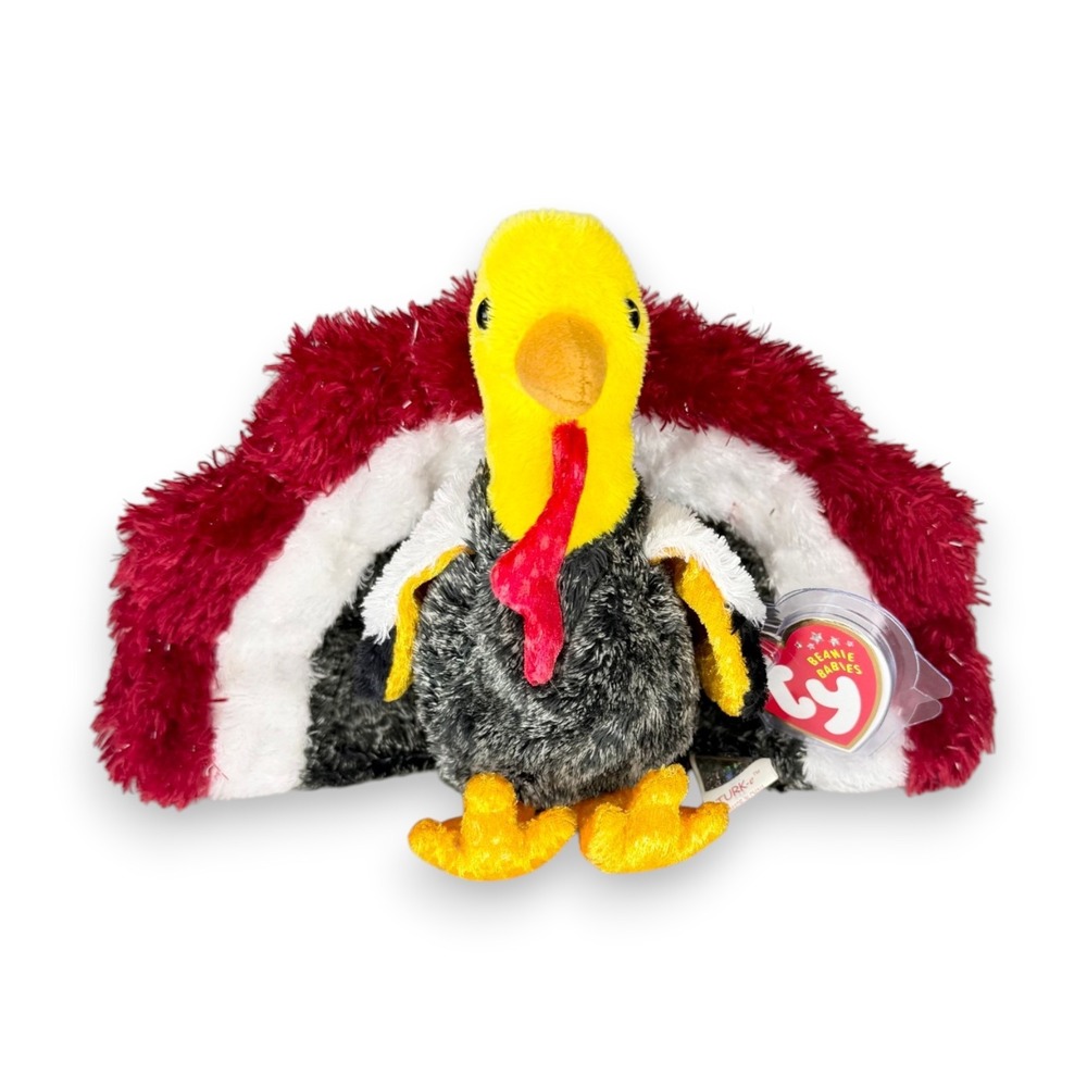 Turk-e the Turkey | Festive Feathered Friend | Mint Heart Tag TY Beanie Baby